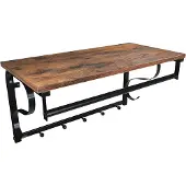 Dekoracja domu Industrieller Wandgarderobenständer mit 5 Haken und Kleiderstange, Vintage Braun, Schwarz LCR11BX