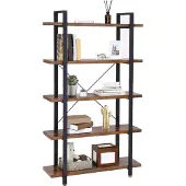Vasagle 5-stufiges Industrieregal, Bücherregal und Aufbewahrungsregal, stabil, einfache Montage für Wohnzimmer, Schlafzimmer, Büro, rustikal Braun-Schwarz