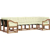 vidaXL Outdoor-Sofagarnitur mit Kissen 7 pcs Natur und Creme