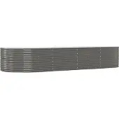 vidaXL Hochbeet Grau 367x140x68 cm Verzinkter Stahl