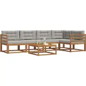 vidaXL Outdoor-Sofagarnitur mit Kissen 6 pcs Natürlich und Hellgrau