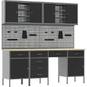 vidaXL Werkbank mit Speicher 10 pcs Schwarz Ingenieure Holz und Stahl