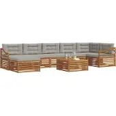 vidaXL Outdoor-Sofagarnitur mit Kissen 8 pcs Natürlich und Hellgrau
