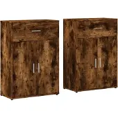 vidaXL Sideboards 2 Stk. Räuchereiche 60x30x84 cm Holzwerkstoff