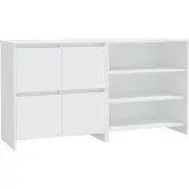 vidaXL 2-tlg. Sideboard Weiß Holzwerkstoff