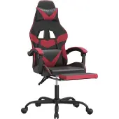 vidaXL Gaming-Stuhl mit Fußstütze Schwarz und Weinrot Kunstleder