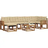 vidaXL Outdoor-Sofagarnitur mit Kissen 8 pcs Natur und Beige