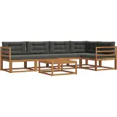 vidaXL Outdoor-Sofagarnitur mit Kissen 6 pcs Natur und Anthrazit