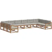 vidaXL Outdoor-Sofagarnitur 10 stk. Natürlich und Hellgrau