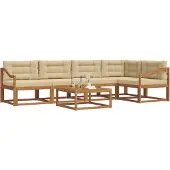 vidaXL Outdoor-Sofagarnitur mit Kissen 6 pcs Natur und Beige