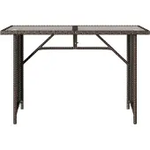 vidaXL Gartentisch mit Glasplatte Braun 110x68x70 cm Poly Rattan