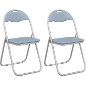 vidaXL Klappstuhl 2 Stk. Kunstleder Grau 48 x 43,5 x 81 cm