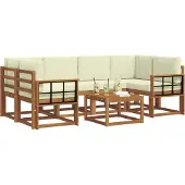 vidaXL Outdoor-Sofagarnitur 7 stk. Natur und Creme