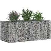 vidaXL Gabionen-Hochbeet 140 x 60 x 55 cm Verzinkter Stahl Silber