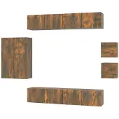 vidaXL 8-tlg. TV-Schrank-Set Räuchereiche Holzwerkstoff