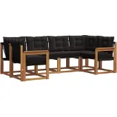 vidaXL Outdoor-Sofagarnitur 6 stk. Natürlich und Schwarz