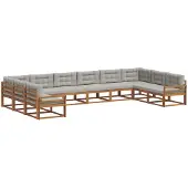vidaXL Outdoor-Sofagarnitur 10 Stk. Natürlich und Hellgrau