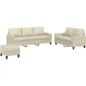 vidaXL 3-tlg. Sofagarnitur mit Kissen Creme Kunstleder