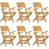 vidaXL Gartenstühle 6 Stk. Klappbar 55x61x90 cm Massivholz Teak