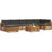 vidaXL Outdoor-Sofagarnitur mit Kissen 8 pcs Natur und Anthrazit