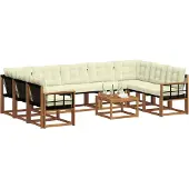 vidaXL Outdoor-Sofagarnitur 10 stk. Natur und Creme