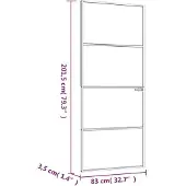 vidaXL Innentür Weiß 83x201,5 cm Hartglas & Aluminium Schlank