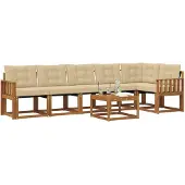 vidaXL Outdoor-Sofagarnitur 7 stk. Natur und Beige