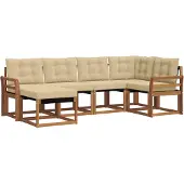 vidaXL Outdoor-Sofagarnitur mit Kissen 6 pcs Natur und Beige