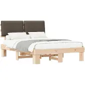 vidaXL Bettgestell mit gepolstertem Kopfteil Taupe 160 x 200 cm