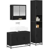 vidaXL Badezimmermöbel-Set mit Regal 3 pcs Altholz Holzwerkstoff