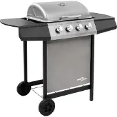 vidaXL Gasgrill mit 4 Flammen Schwarz und Silbern