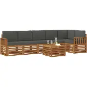 vidaXL Outdoor-Sofagarnitur 7 Stk. Natur und Anthrazit Polyester