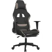 vidaXL Gaming-Stuhl mit Massage & Fußstütze Schwarz und Taupe Stoff