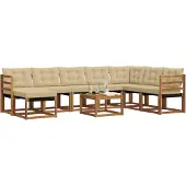 vidaXL Outdoor-Sofagarnitur 9 stk. Natur und Beige