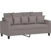 vidaXL 3-tlg. Sofagarnitur mit Kissen Taupe Stoff