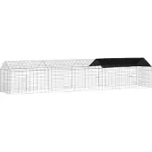vidaXL Hasenkäfig Silber 400 x 78 x 78 cm Verzinkter Stahl