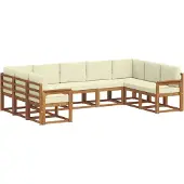 vidaXL Outdoor-Sofagarnitur 9 Stk. Natur und Creme