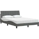 vidaXL Bett mit Matratze "Hanko" Dunkelgrau 140x190 cm Stoff