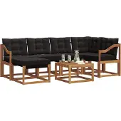 vidaXL Outdoor-Sofagarnitur 7 stk. Natürlich und Schwarz