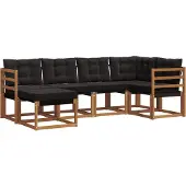 vidaXL Outdoor-Sofagarnitur 6 stk. Natürlich und Schwarz