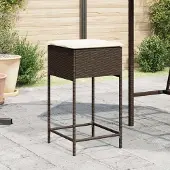 vidaXL Garten-Barhocker mit Kissen 2 Stk. Braun Poly Rattan, Gartenstühle 2024 Neu