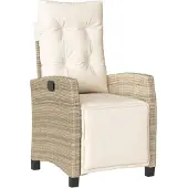 vidaXL Gartensessel mit Fußteil 2 Stk. Verstellbar Beige Poly Rattan