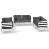 vidaXL 6-tlg. Garten-Lounge-Set mit Kissen Massivholz Kiefer