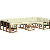 vidaXL Outdoor-Sofagarnitur 11 stk. Natur und Creme