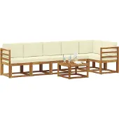 vidaXL Outdoor-Sofagarnitur 7 stk. Natur und Creme