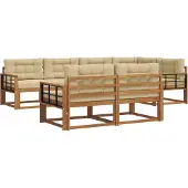 vidaXL Outdoor-Sofagarnitur mit Kissen 7 pcs Natur und Beige
