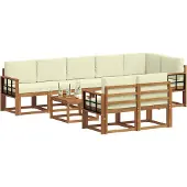 vidaXL Outdoor-Sofagarnitur 9 stk. Natur und Creme