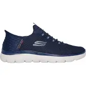 SKECHERS Slip-On Sneaker "SUMMITS-HIGH RANGE", Herren, Gr. 43, Textil, blau (navy), Schuhe Slip-On Sneaker, Freizeitschuh mit Slip Ins-Fersenpart für einen leichten Einstieg