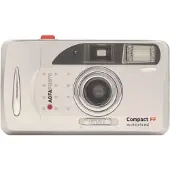 Agfa Analoge Kompaktkamera mit FF-Motor in White und Black de 35 mm, inklusive Trageriemen de, Kameratasche de, Batterie und Film APX 400 S/W.