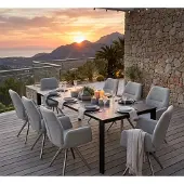 CLEMENTO STERN Gartenmöbel-Set 9tlg. PENTA Ausziehtisch 200/250x100cm mit Sunbrella Drehstühle